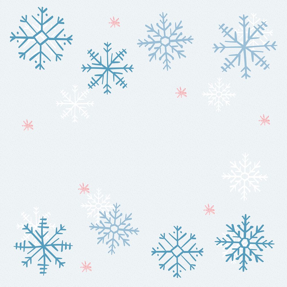 Blue snowflake background, Christmas winter doodle vector