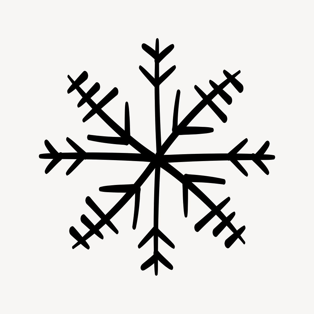 Winter snowflake sticker, Christmas doodle in creative design psd