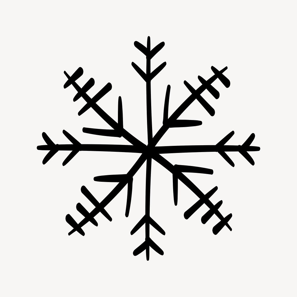 Winter snowflake sticker, Christmas doodle in creative design vector