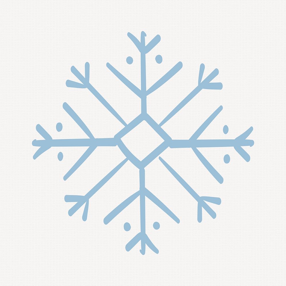 Winter blue snowflake sticker, Christmas doodle in creative design vector