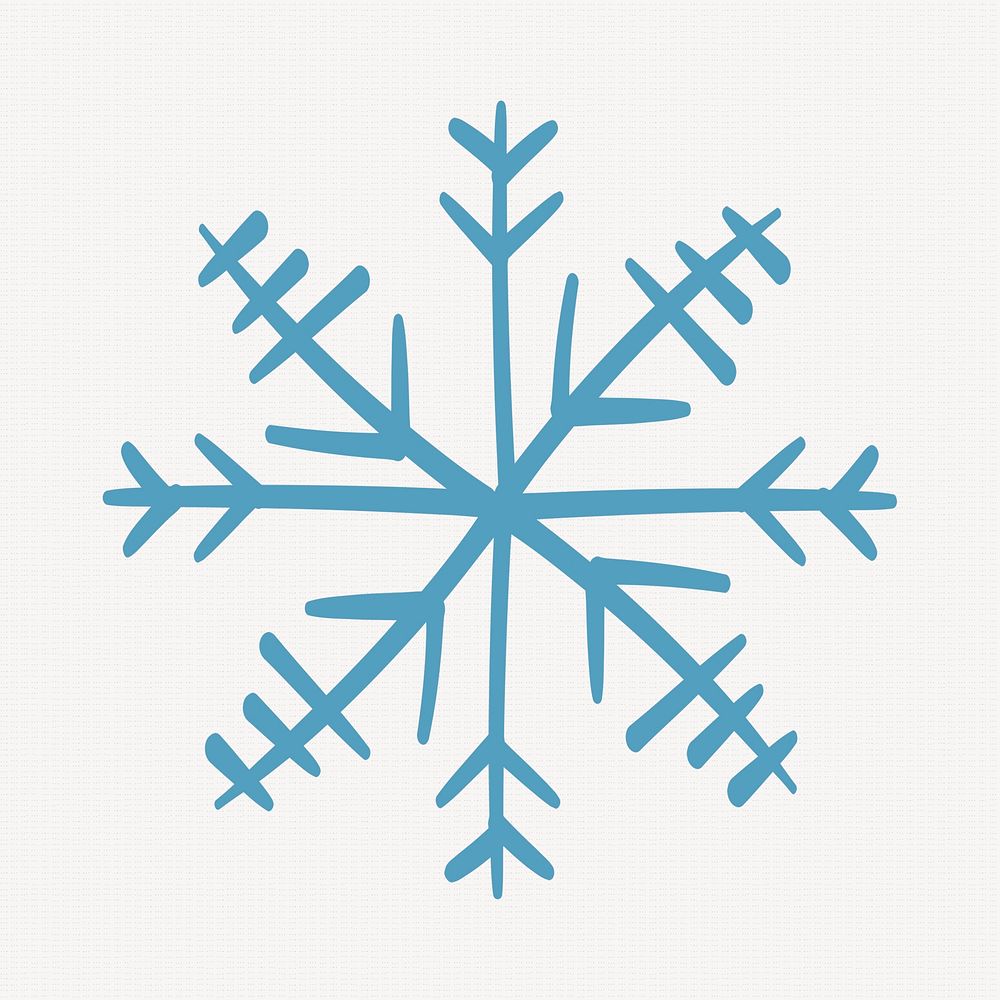 Winter blue snowflake sticker, Christmas doodle in creative design psd