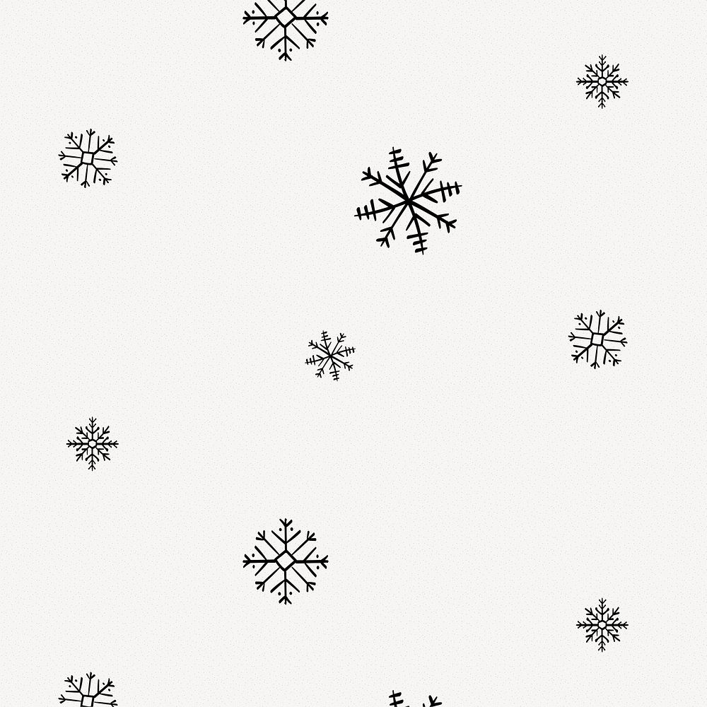 Snowflakes pattern background, Christmas doodle in black