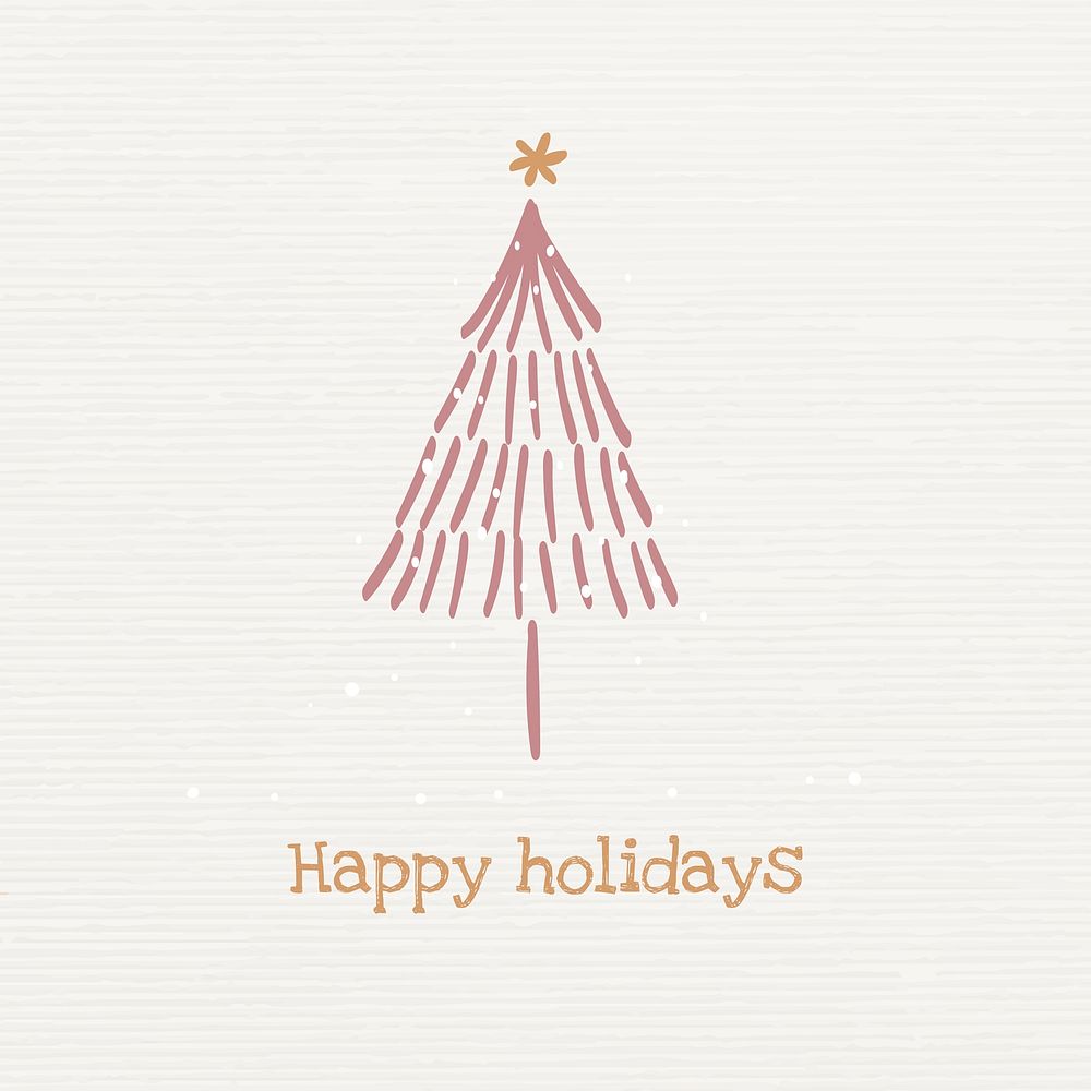 Happy holidays Instagram post template, Christmas tree doodle in red vector