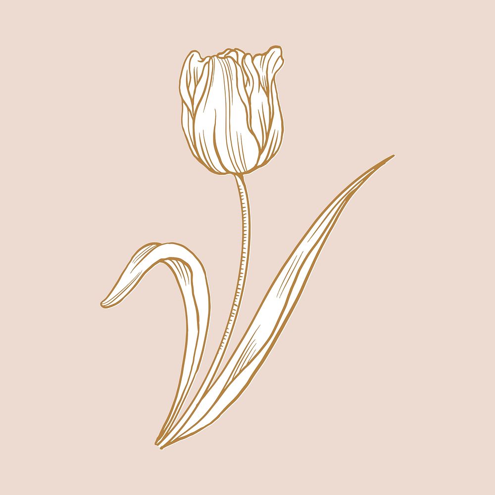 Tulip flower sticker, blue vintage botanical illustration vector
