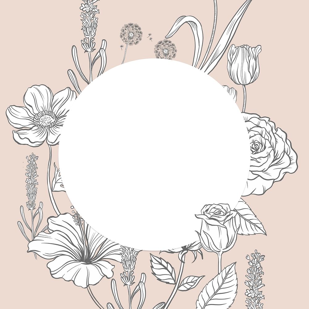 Aesthetic flower frame background, vintage botanical in beige