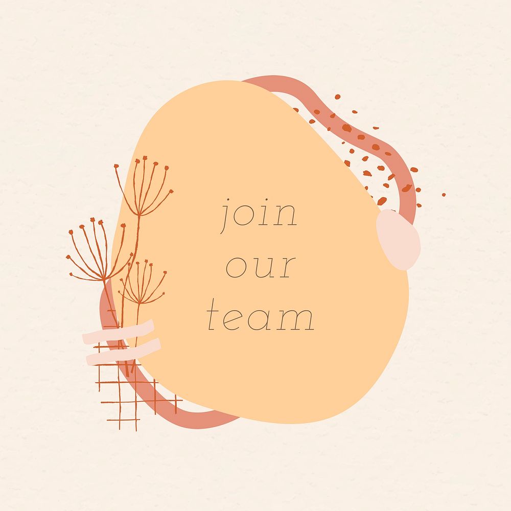 Join our team template memphis sticker, earth tone graphic badge design, psd
