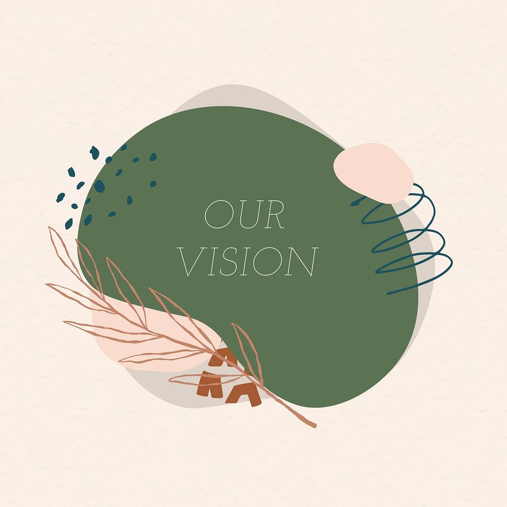 Our vision template, memphis shape, earth tone badge design vector