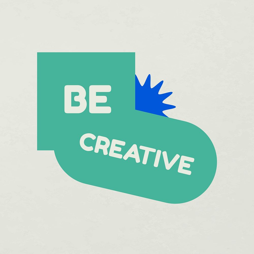 Be creative badge graphic design, green geometric shape