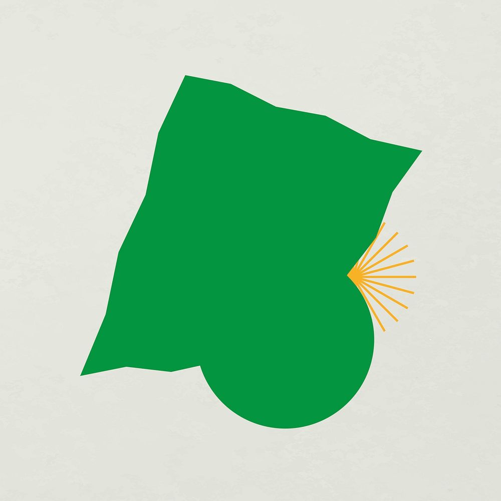 Green sticker, abstract geometric shape, badge design, psd