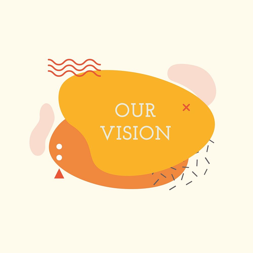 Our vision orange badge, Memphis graphic design