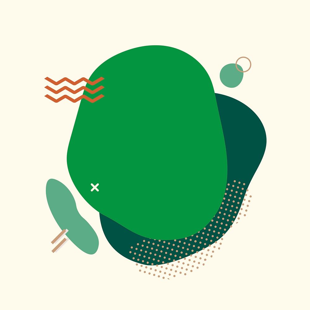 Memphis badge shape, green graphic design sticker, vector