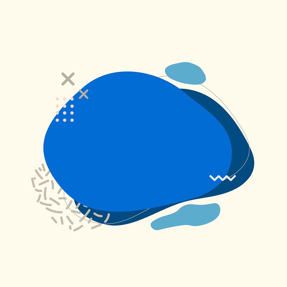 Blue memphis shape, graphic design sticker, vector