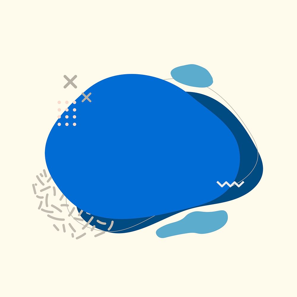 Blue memphis shape, graphic design sticker, psd