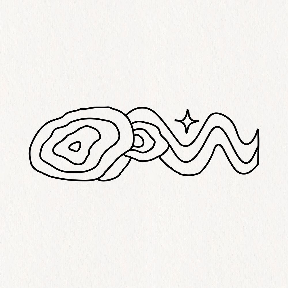 Thick wavy lines, abstract line art doodle design psd