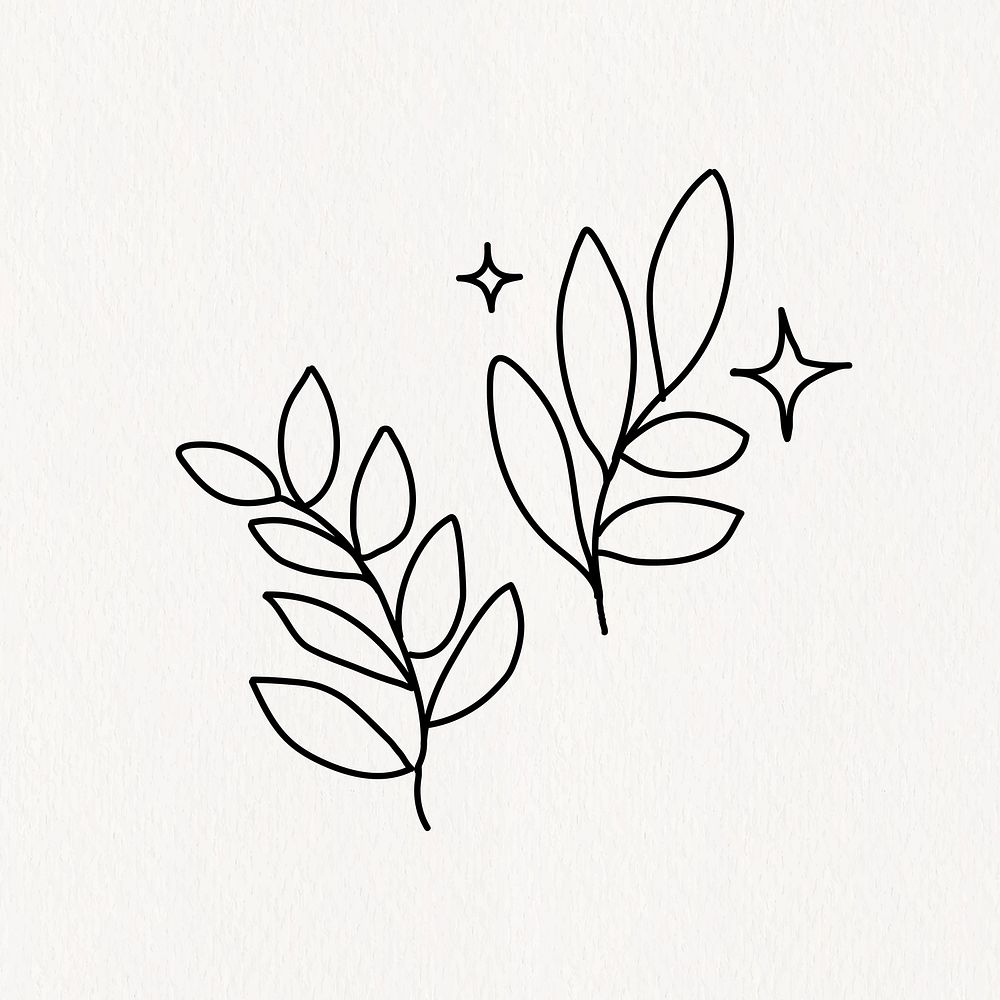 Cute doodle leaves, botanical graphic
