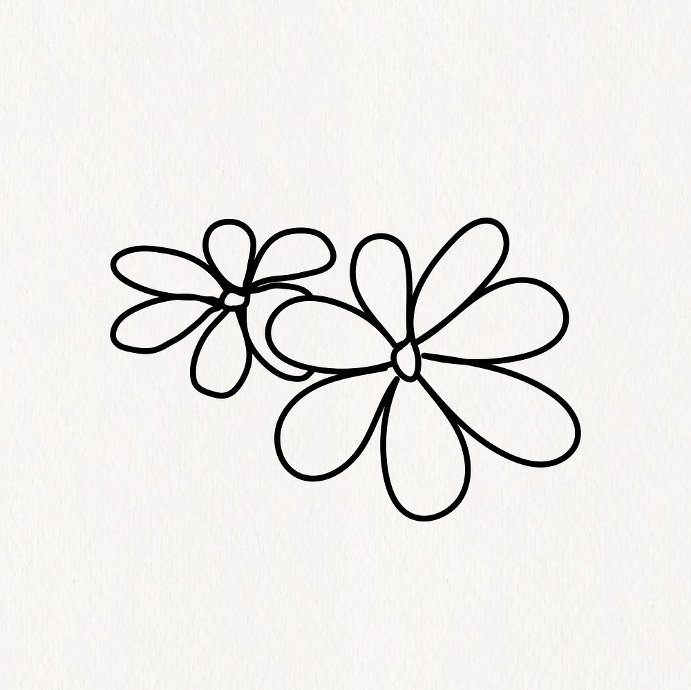 Cute simple flowers line art illustration