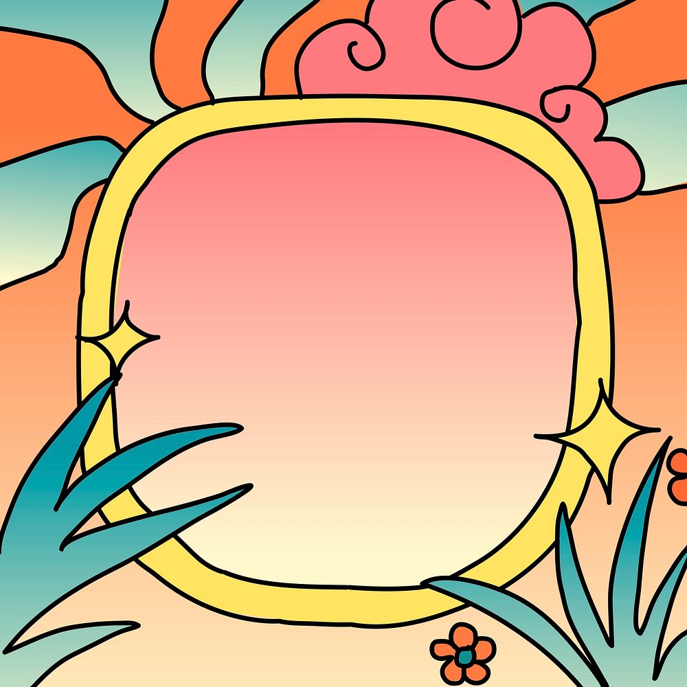 Colorful frame, tropical summer design vector