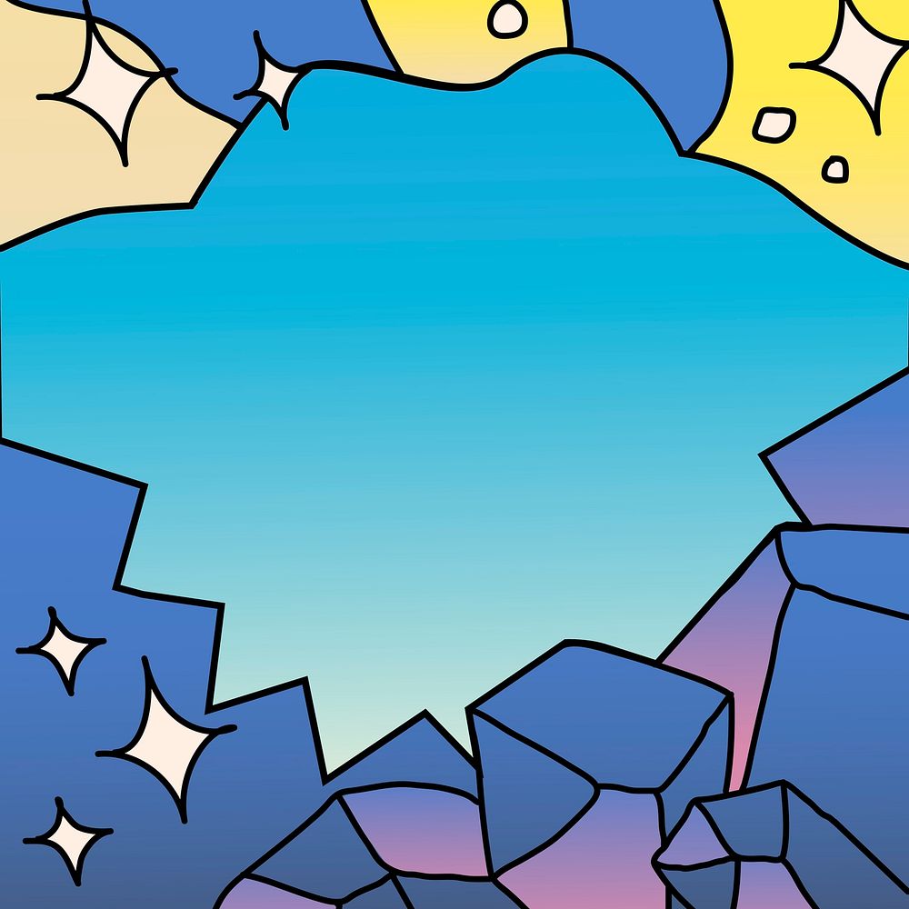 Funky frame, abstract crystals, blue background vector