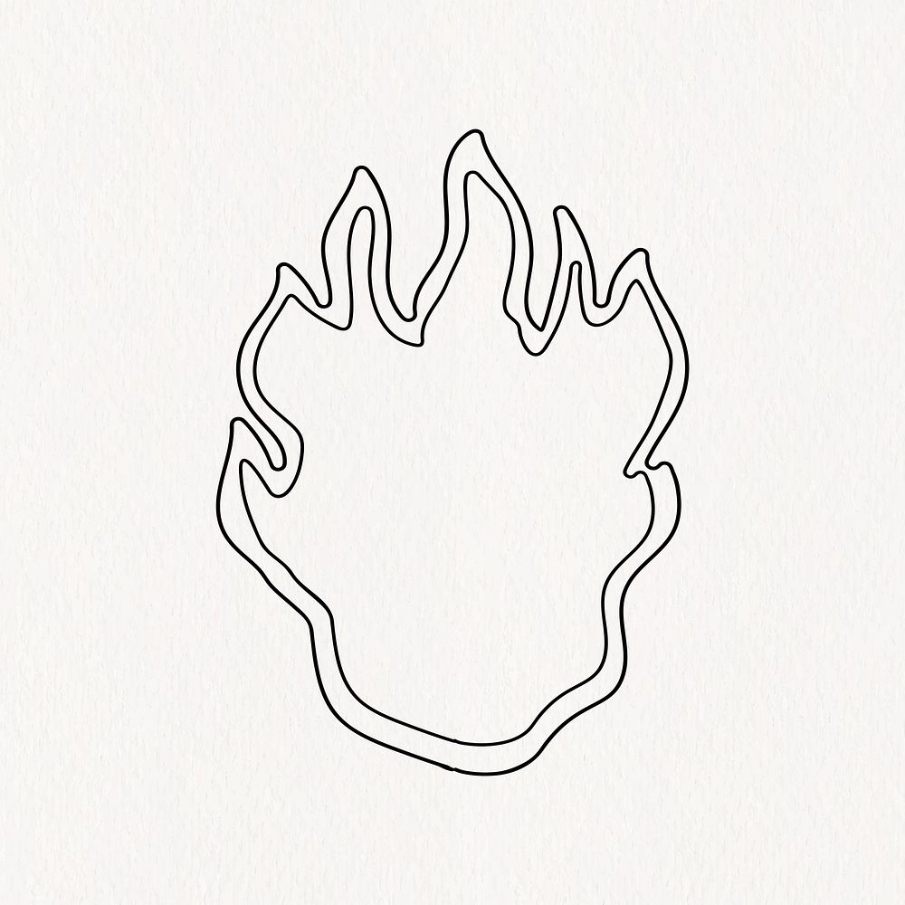 Burning fire doodle line art illustration vector