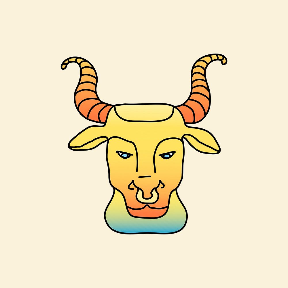 Taurus animal horoscope, vector illustration doodle design