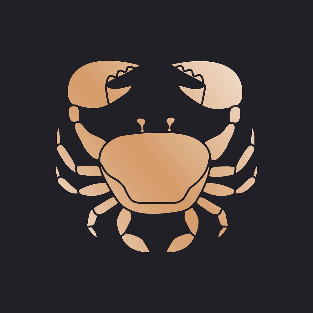Cancer zodiac sign, gold crab graphic vector