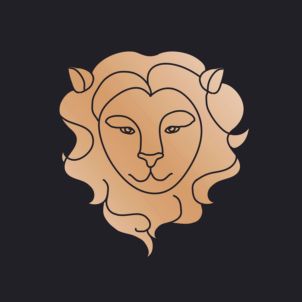 Leo horoscope sign, gold gradient collage element vector