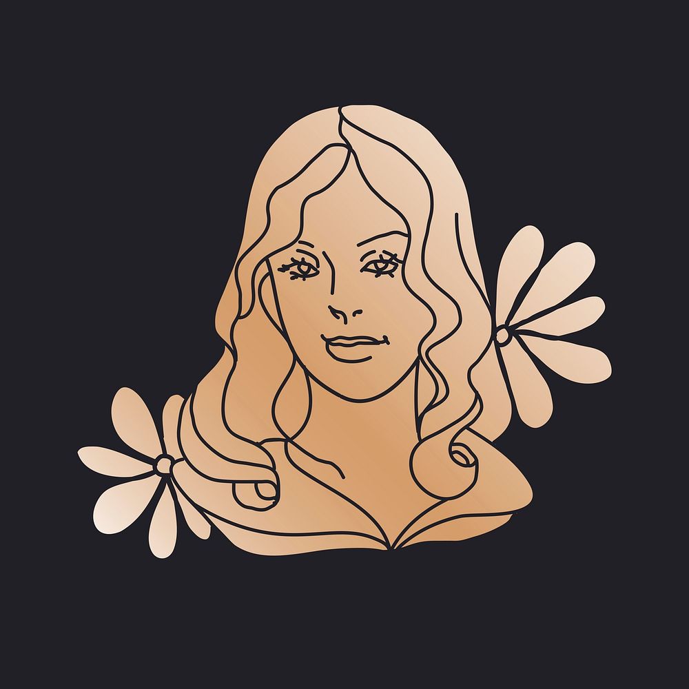 Virgo horoscope doodle design, gold gradient illustration vector