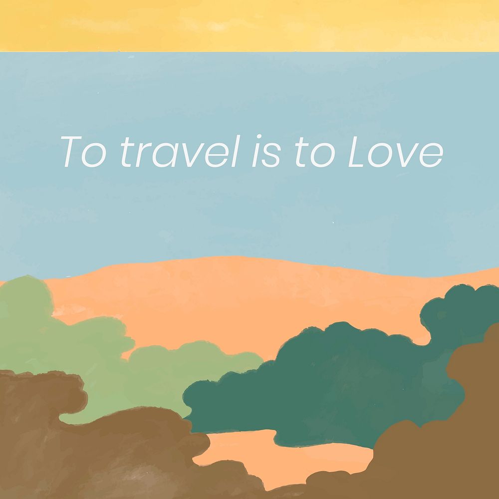 Abstract seaside instagram post template vector "To travel is to love"