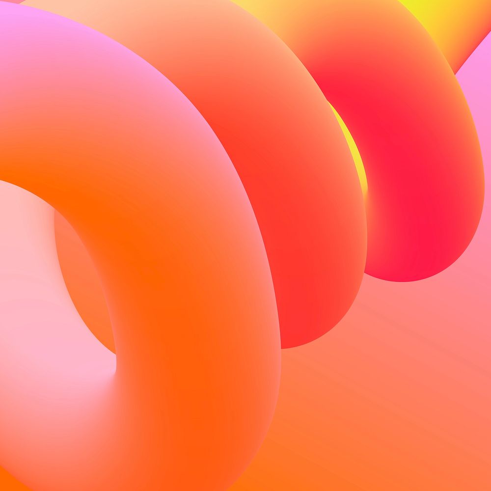 3D shapes background, orange abstract gradient liquid shapes vector
