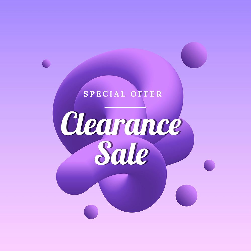 Clearance sale badge clipart, purple 3D abstract
