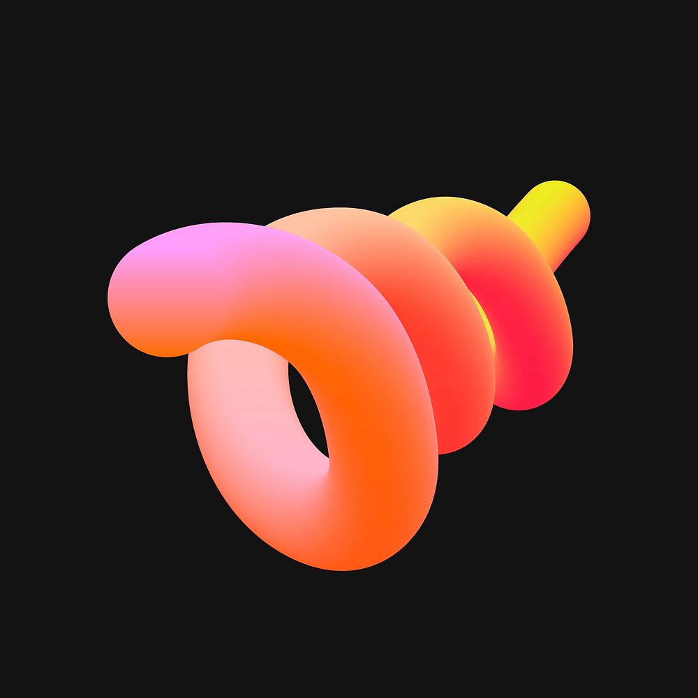 Abstract 3D fluid shape clipart, orange gradient design vector