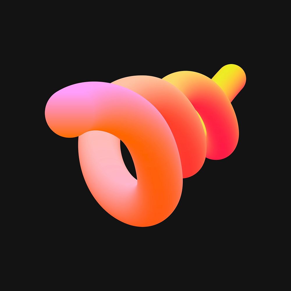 Abstract 3D fluid shape clipart, orange gradient design psd