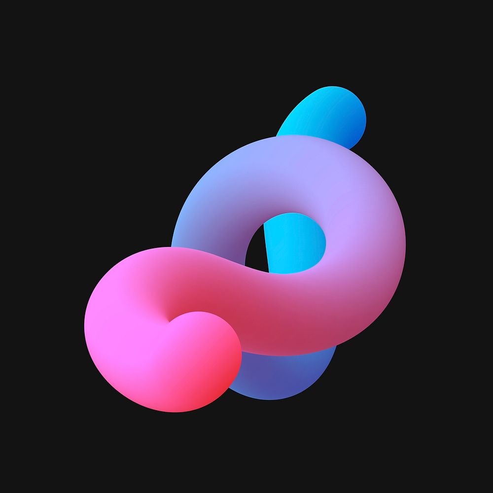 Abstract 3D fluid shape clipart, pink gradient design