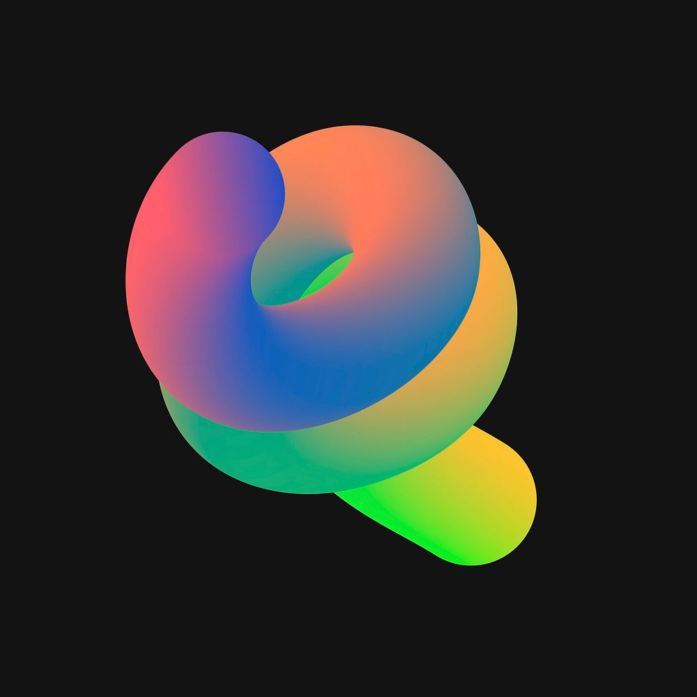 Abstract 3D fluid shape clipart, colorful gradient design vector