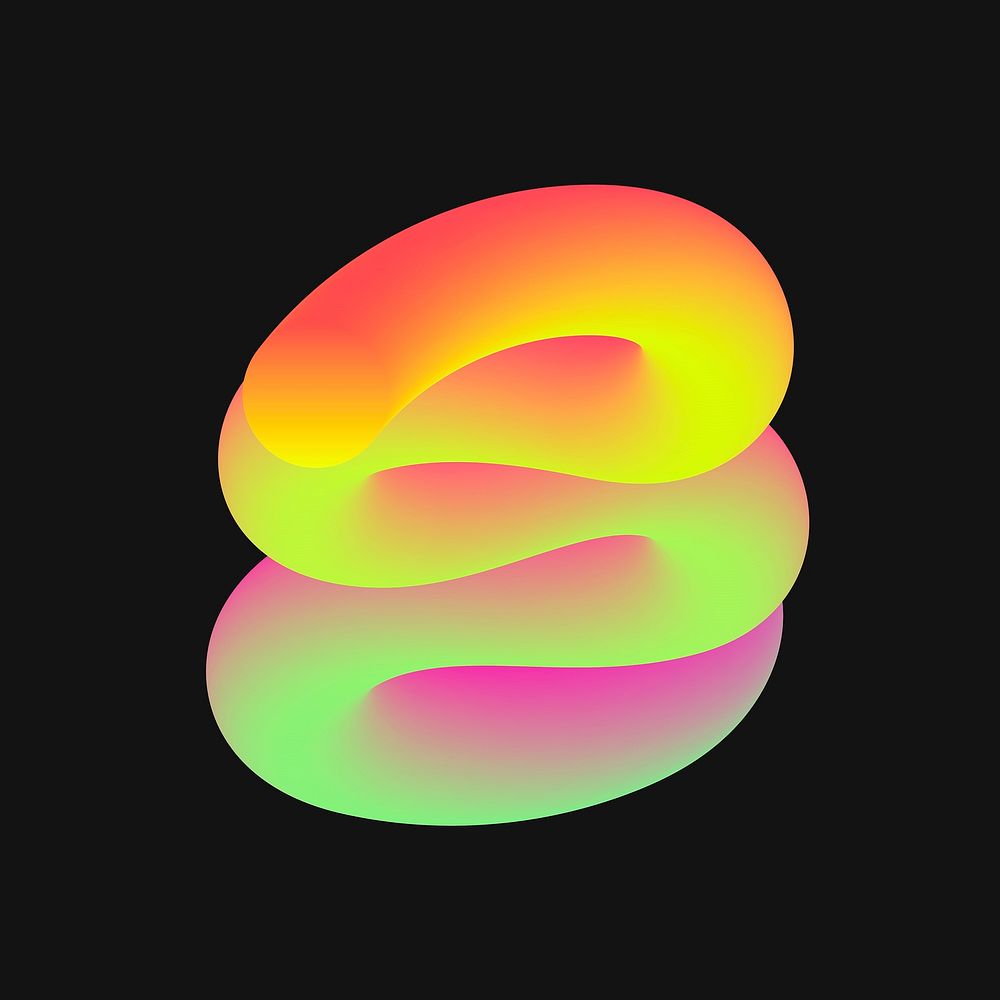 Abstract 3D liquid shape clipart, colorful gradient design