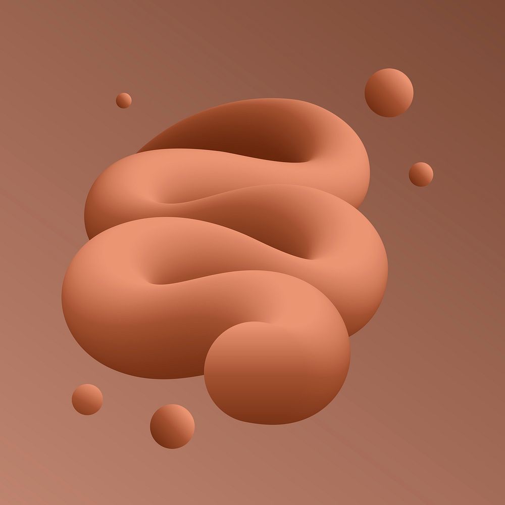 3D abstract fluid shape, brown design vector