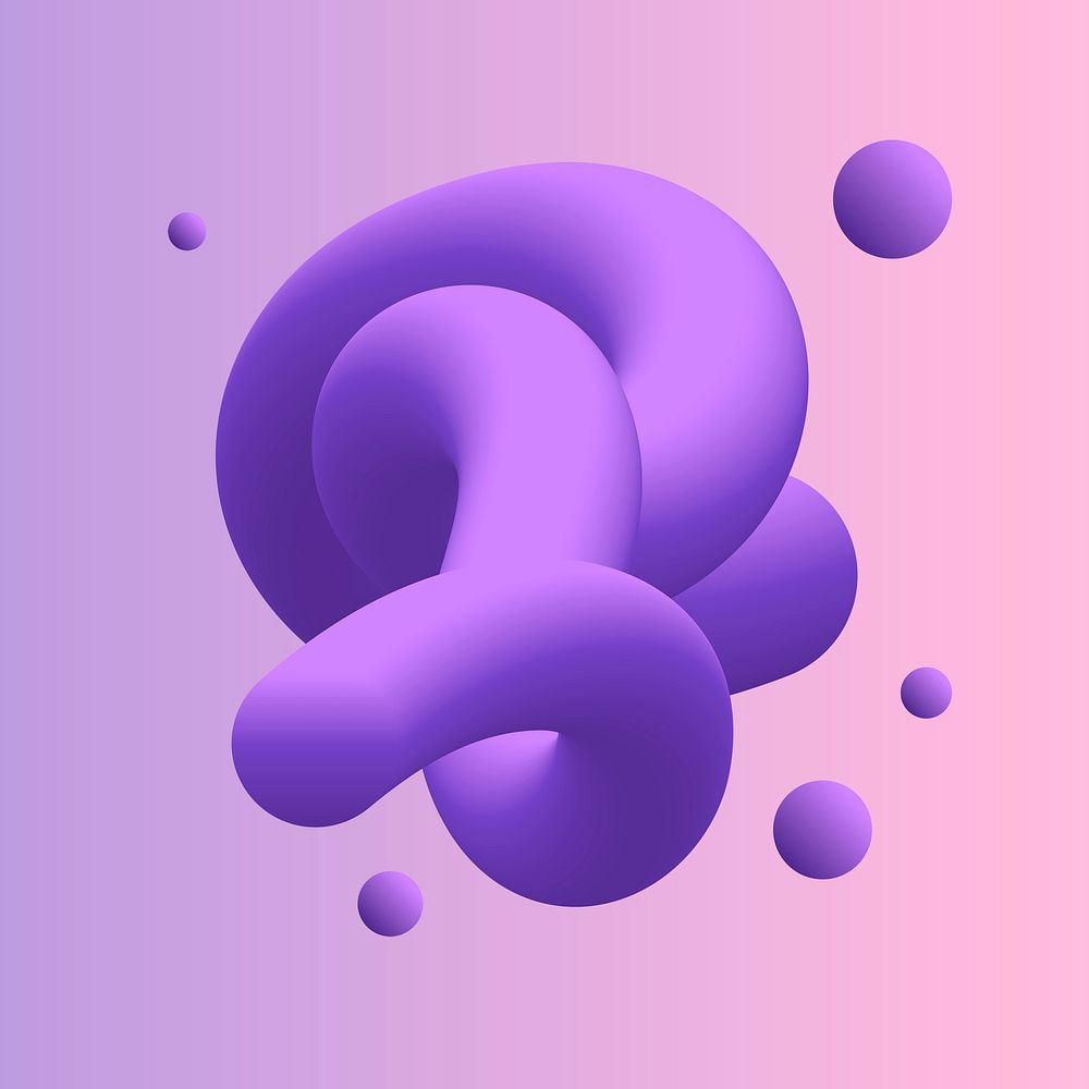 3D abstract liquid shape, purple colorful design psd