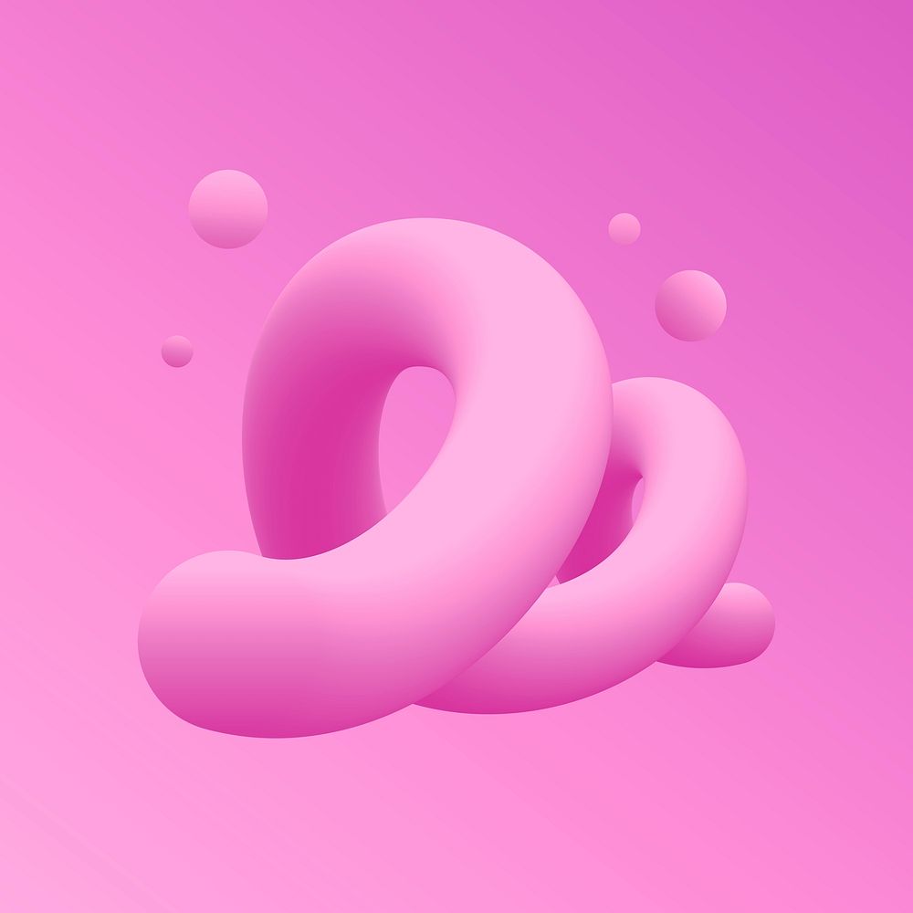 Twisted 3D abstract shape clipart, pink fluid design psd