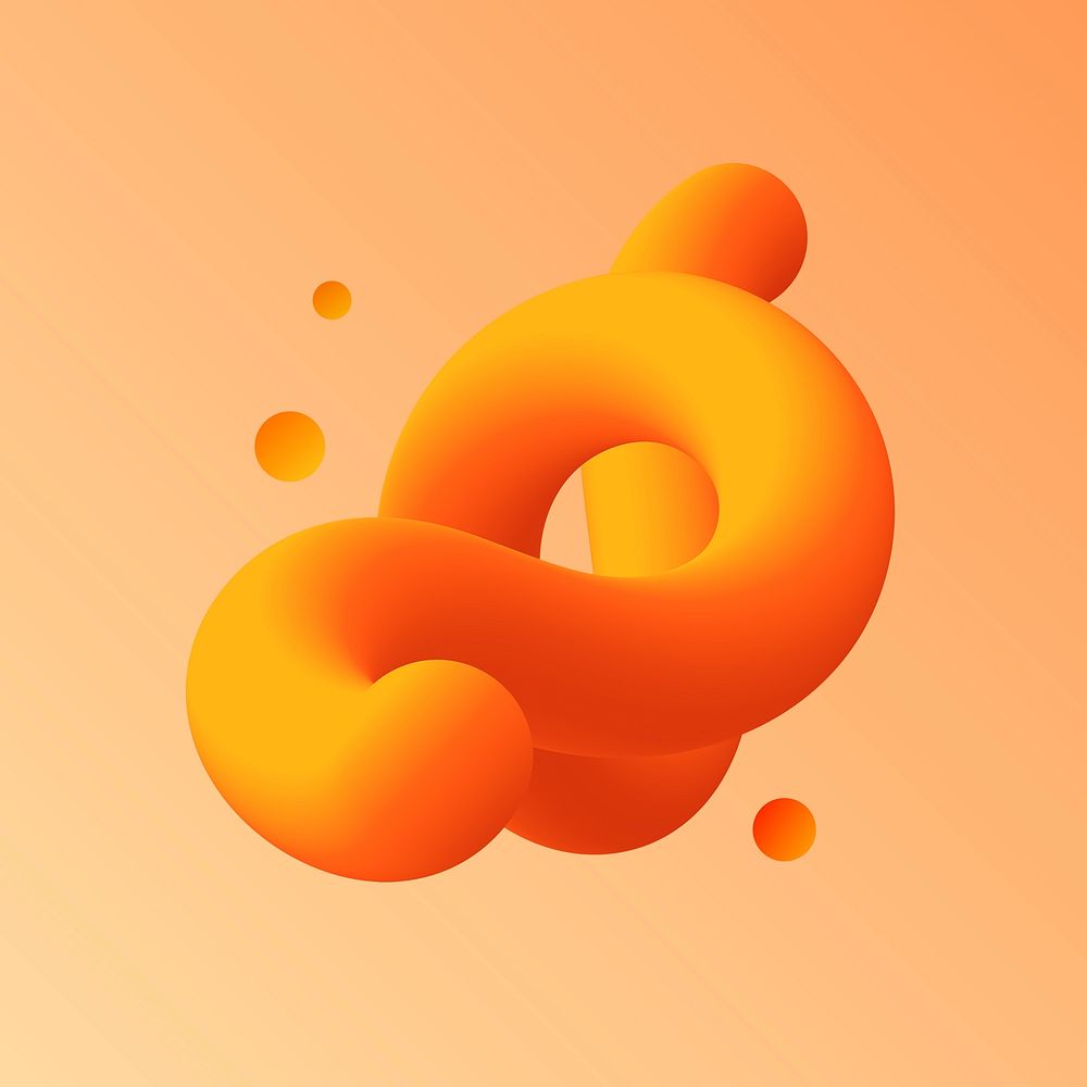 3D abstract liquid shape, orange colorful design vector