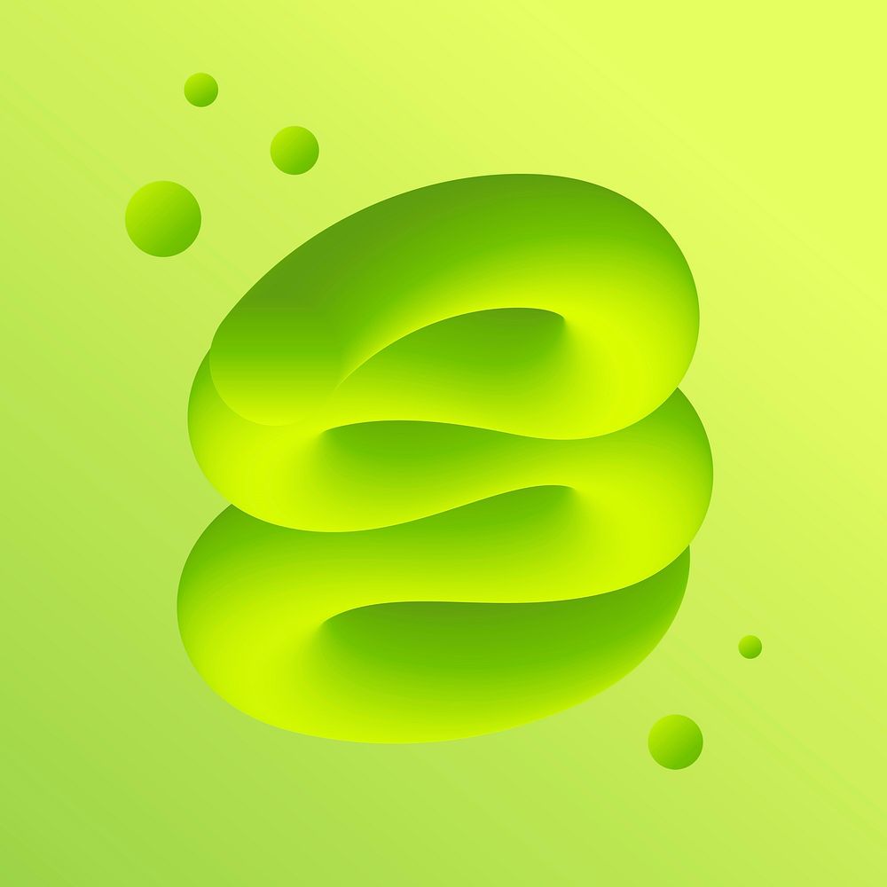 3D abstract fluid shape, green colorful design psd