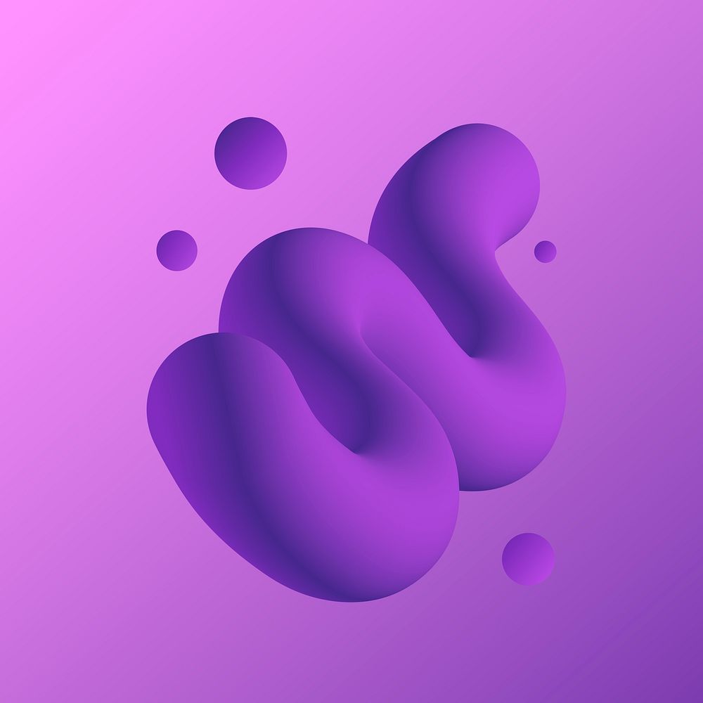 Twisted 3D abstract shape clipart, purple liquid design vector
