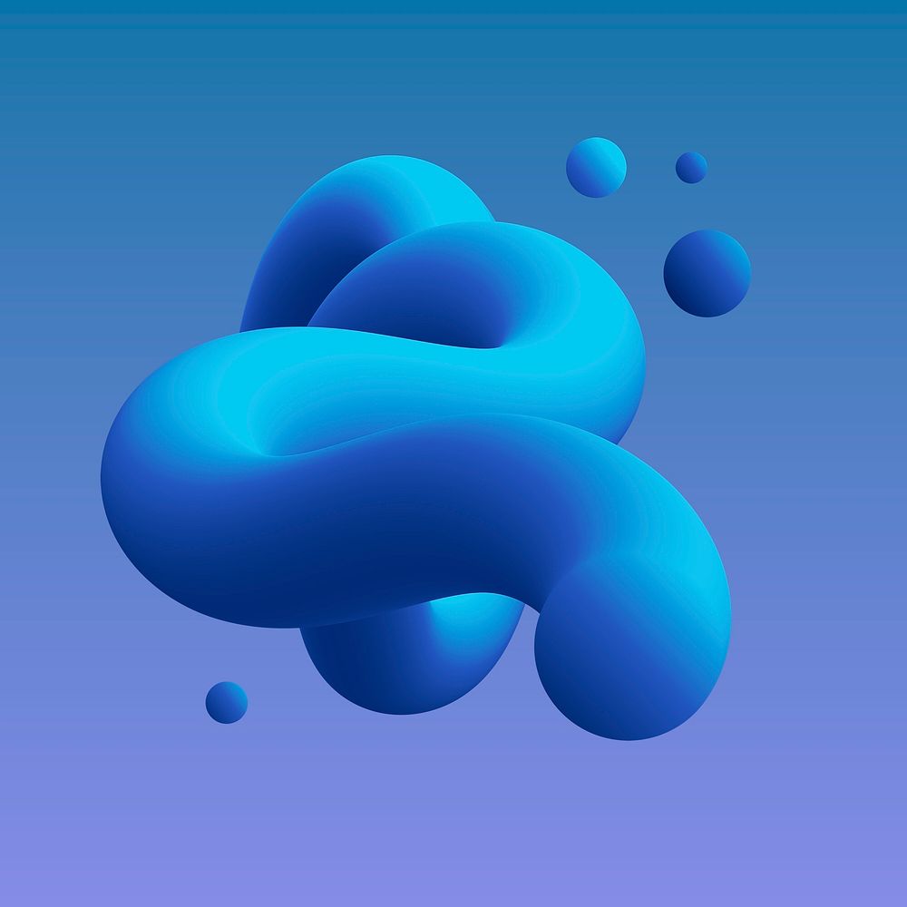 Blue liquid shape clipart, 3D abstract collage element