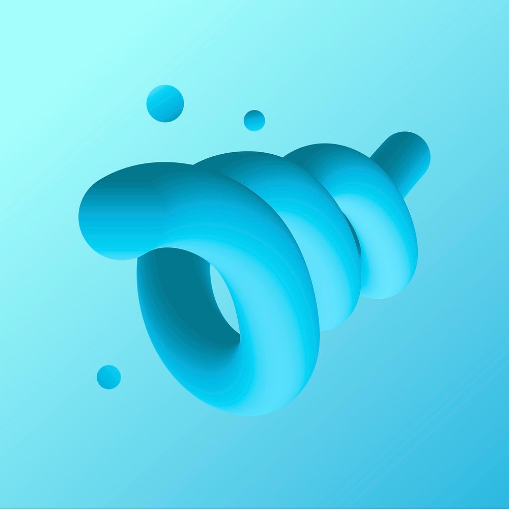 3D abstract fluid shape, blue colorful design psd