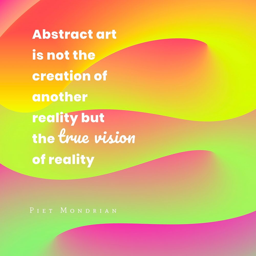 Abstract Instagram post template, colorful 3D design with inspirational quote vector