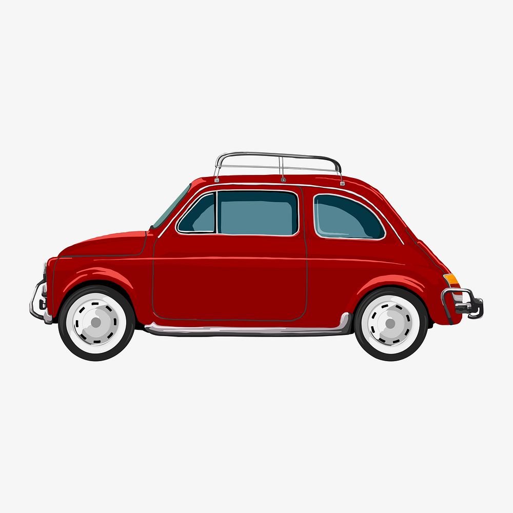 Classic red car, white background