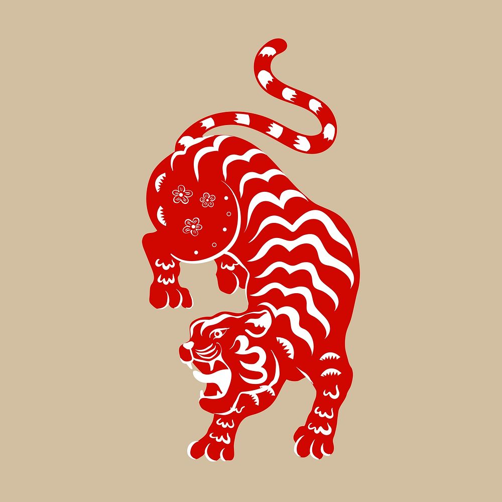 Tiger cartoon clipart, Chinese zodiac new year psd