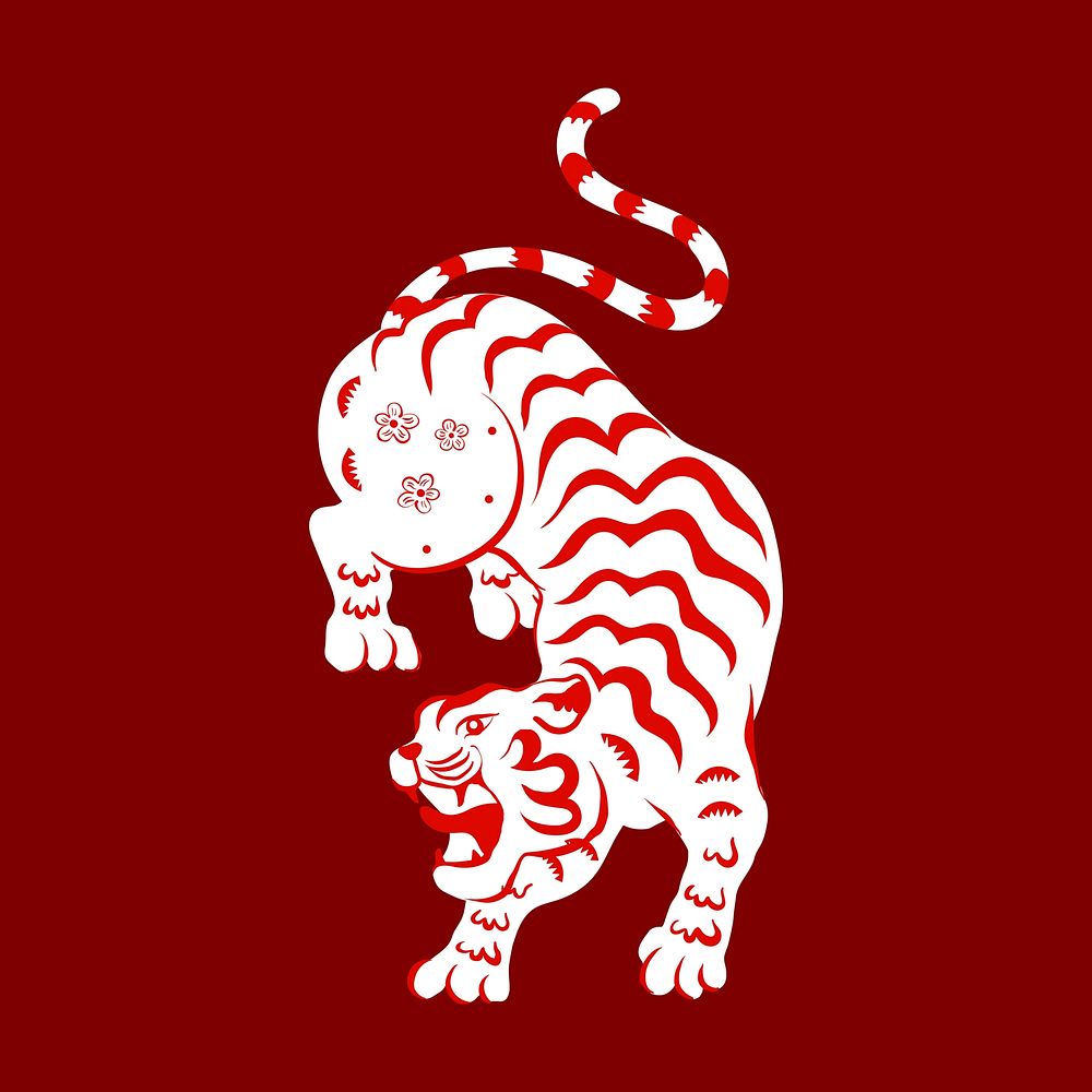 Tiger cartoon clipart, Chinese zodiac new year vector