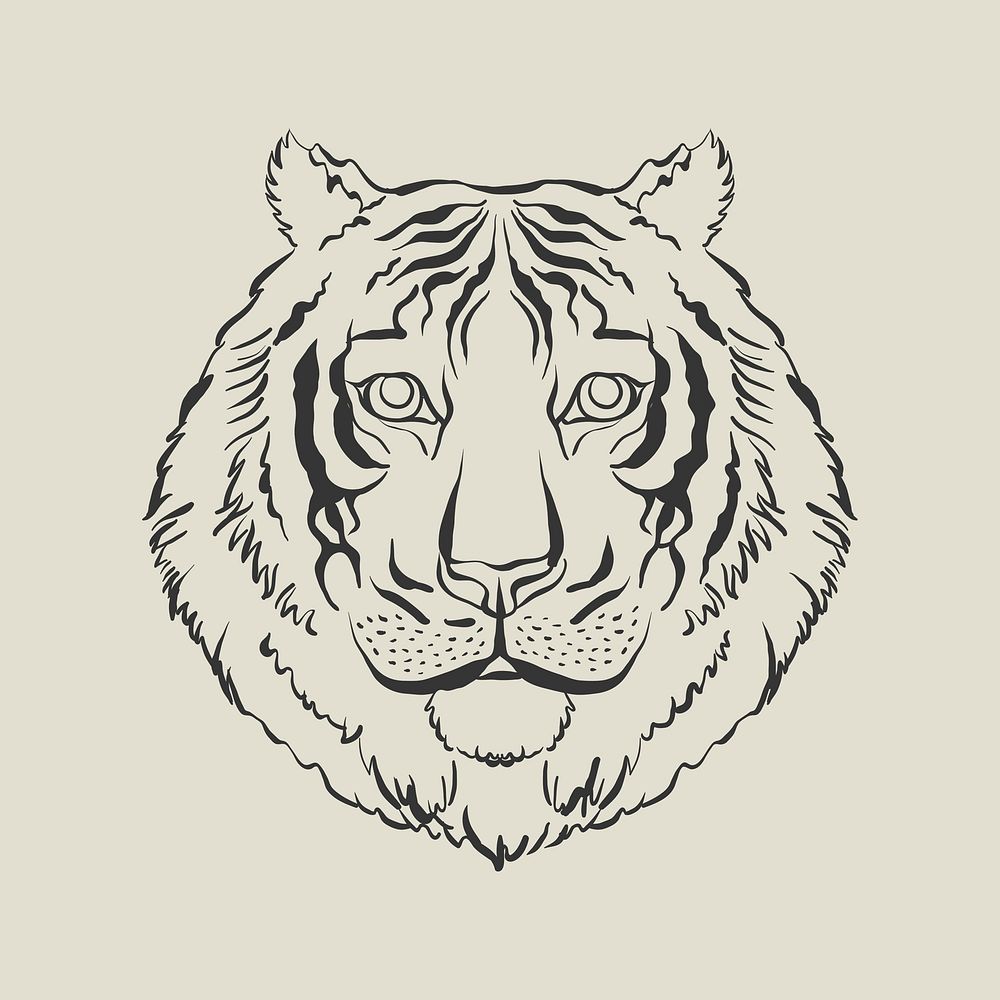 Realistic tiger clipart, animal illustration psd