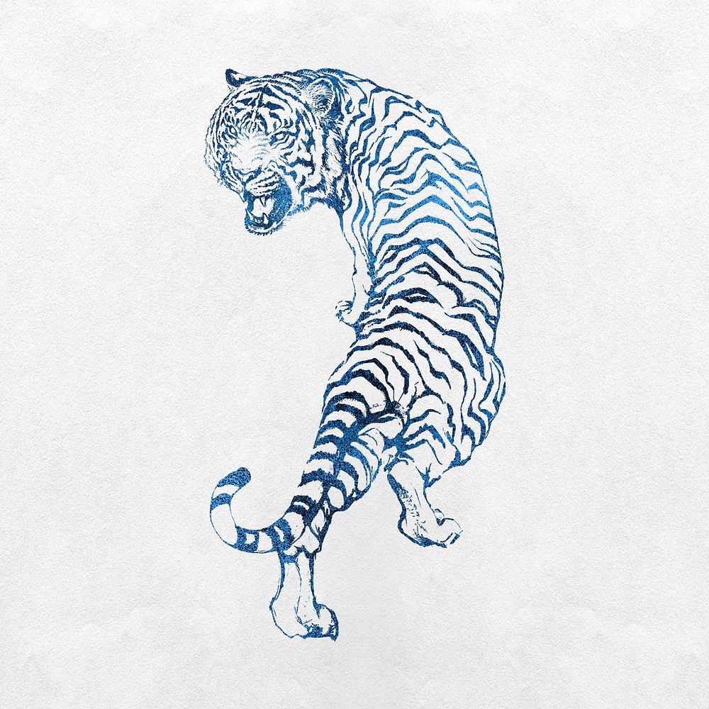 Blue tiger, zodiac clipart, Chinese new year celebration