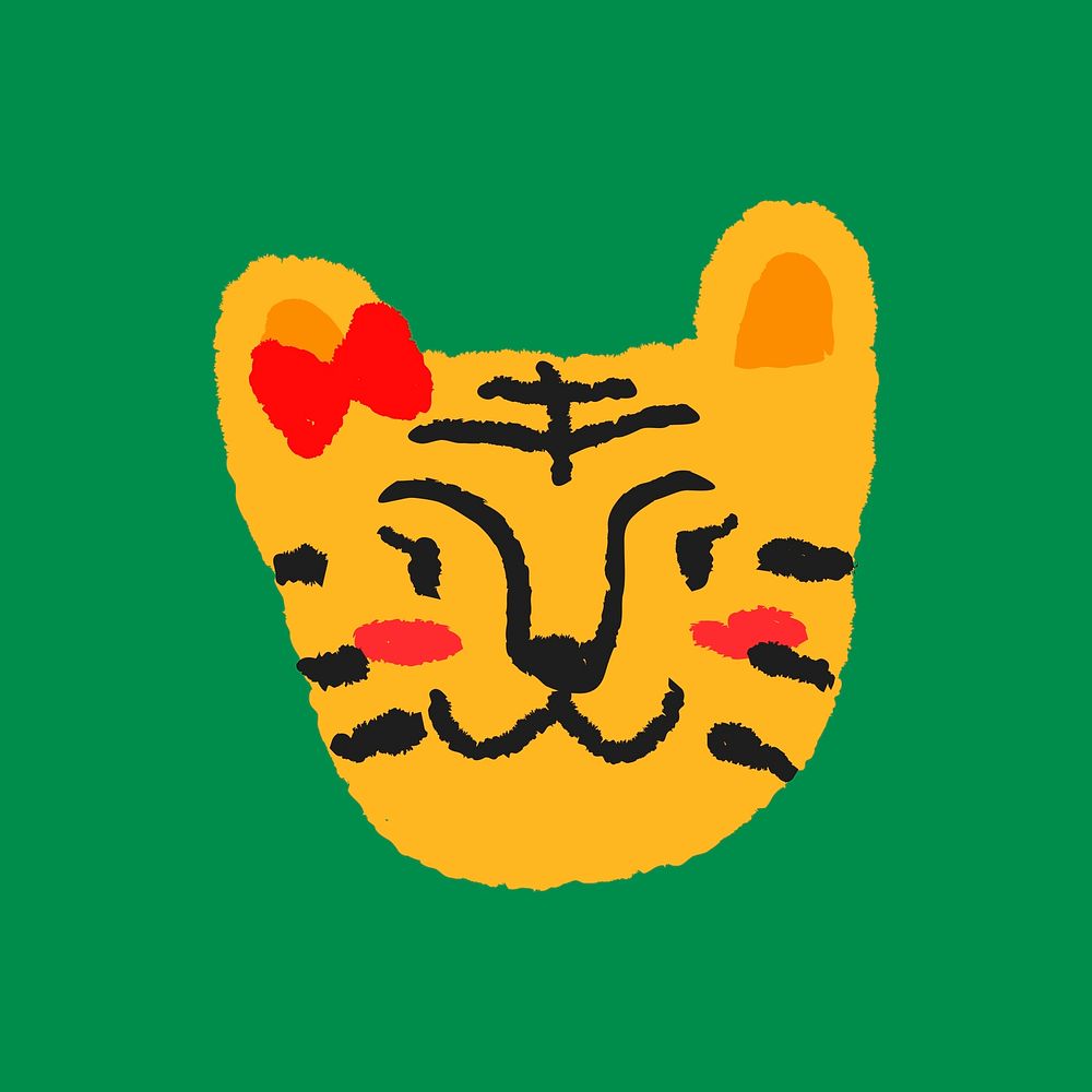 Chinese tiger year clipart, yellow doodle